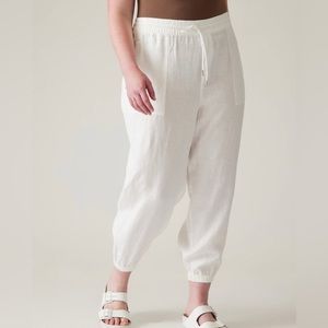 NWOT Athleta White Retreat Linen Jogger size 14